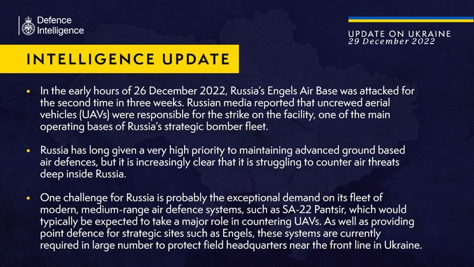 Cập nhật Tình báo Quốc phòng Anh về tình hình ở Ukraine – ngày 29 tháng 12 năm 2022