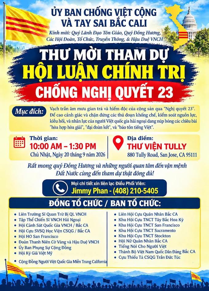 Thư mời tham dự hội luận chống nghị quyết 23 của CSVN